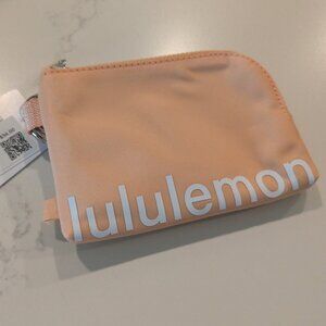 Lululemon Clippable Card Pouch - PCHB/WHT Peach and White - NWT